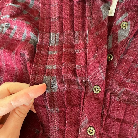 Free People Baby-Blues Paid Tunic Red Sz XS - Picture 13 of 13